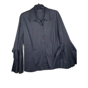7th Avenue Design Studio Shirt Womens 2XL Black Button up Angel Pleated Sleeves